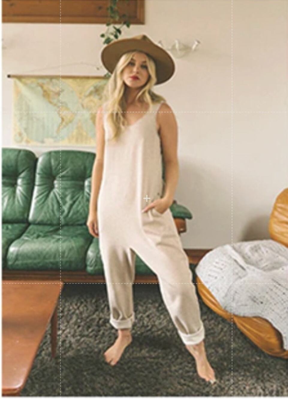 Jackson Rowe Jane Sleeveless Scoop Neck Straight Leg Overall Cream L